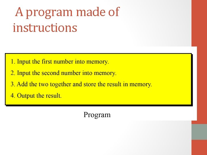 A program made of instructions A program made of instructions