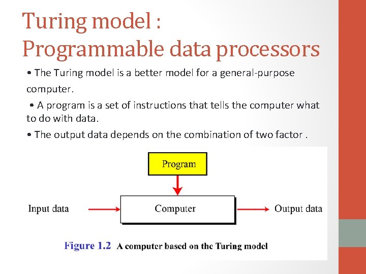 Turing model : Programmable data processors • The Turing model is a better model