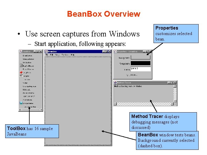 Bean. Box Overview • Use screen captures from Windows – Start application, following appears: