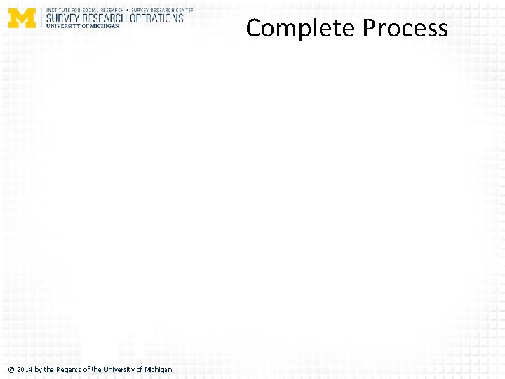 Complete Process © 2014 by the Regents of the University of Michigan 