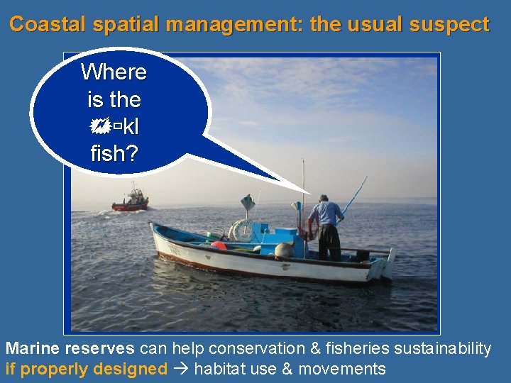 Coastal spatial management: the usual suspect Where is the kl fish? Marine reserves can