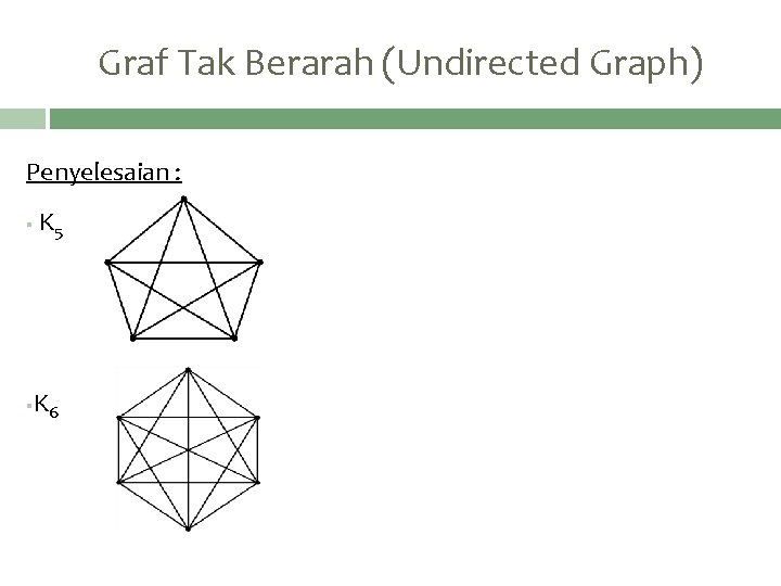 Graf Tak Berarah (Undirected Graph) Penyelesaian : § K 5 K § 6 