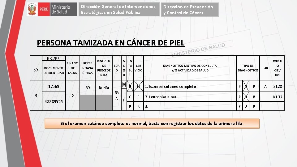 Dirección General de Intervenciones Estratégicas en Salud Pública Dirección de Prevención y Control de