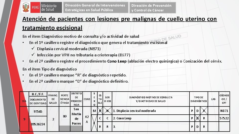 Dirección General de Intervenciones Estratégicas en Salud Pública Dirección de Prevención y Control de