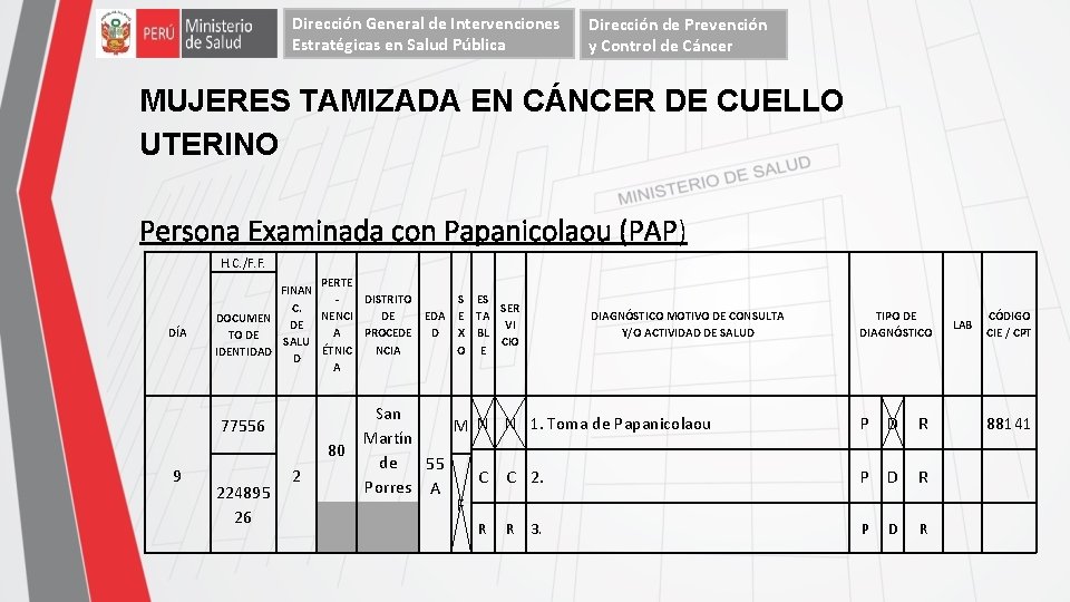 Dirección General de Intervenciones Estratégicas en Salud Pública Dirección de Prevención y Control de