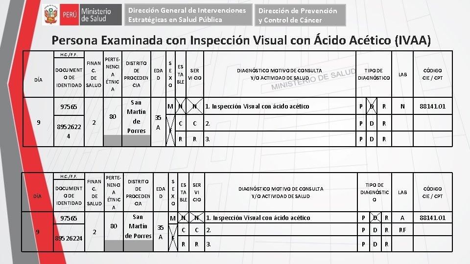 Dirección General de Intervenciones Estratégicas en Salud Pública Dirección de Prevención y Control de