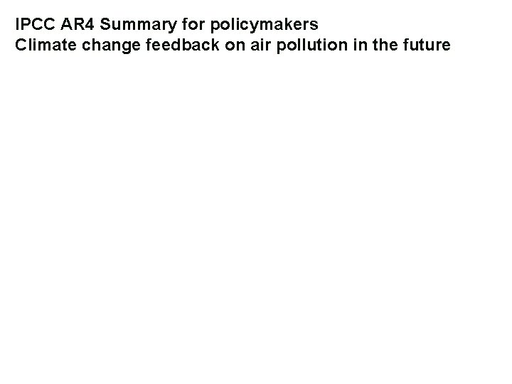 IPCC AR 4 Summary for policymakers Climate change feedback on air pollution in the