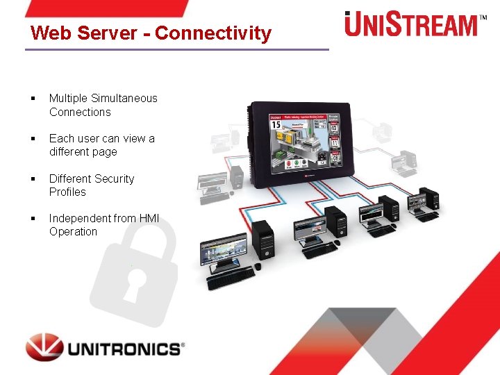 Web Server - Connectivity § Multiple Simultaneous Connections § Each user can view a