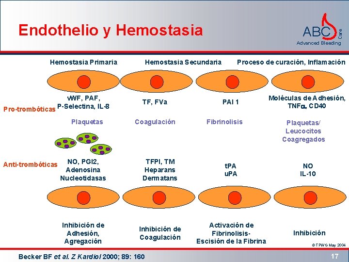 ABC Care Endothelio y Hemostasia Advanced Bleeding Hemostasia Primaria v. WF, PAF, Pro-trombóticas P-Selectina,