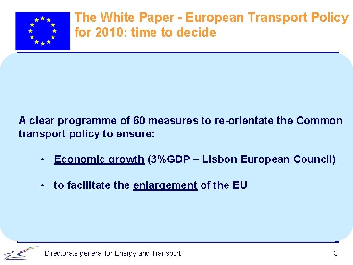 The White Paper - European Transport Policy for 2010: time to decide A clear