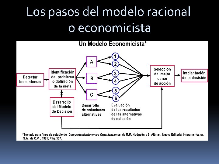 Los pasos del modelo racional o economicista 