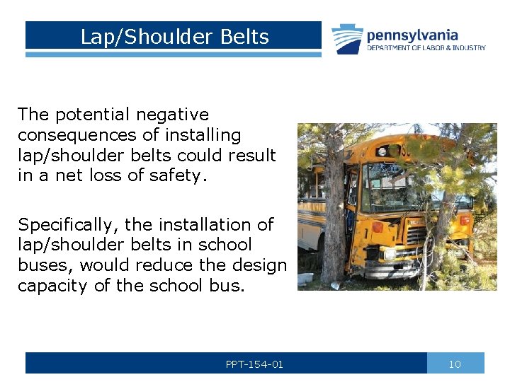 Lap/Shoulder Belts The potential negative consequences of installing lap/shoulder belts could result in a