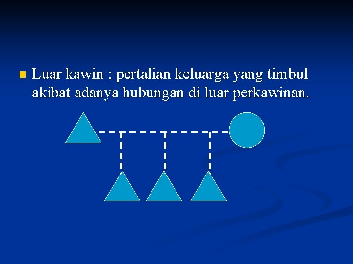 n Luar kawin : pertalian keluarga yang timbul akibat adanya hubungan di luar perkawinan.