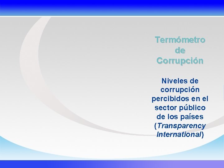 Termómetro de Corrupción Niveles de corrupción percibidos en el sector público de los países