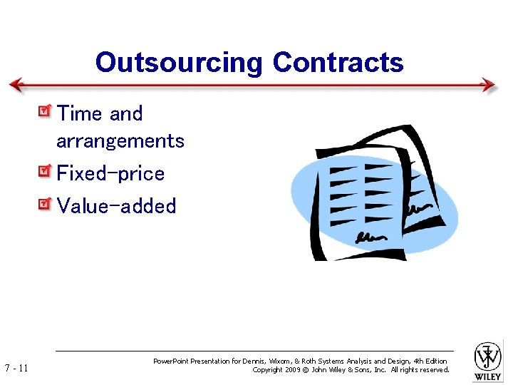 Outsourcing Contracts Time and arrangements Fixed-price Value-added 7 - 11 Power. Point Presentation for