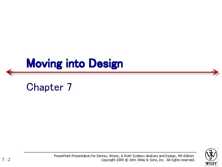 Moving into Design Chapter 7 7 -2 Power. Point Presentation for Dennis, Wixom, &