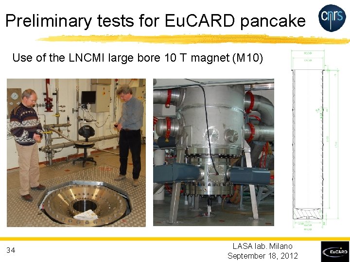 Preliminary tests for Eu. CARD pancake Use of the LNCMI large bore 10 T