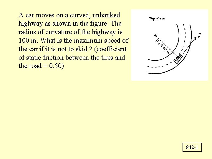 A car moves on a curved, unbanked highway as shown in the figure. The