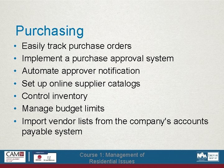 Purchasing • • Easily track purchase orders Implement a purchase approval system Automate approver