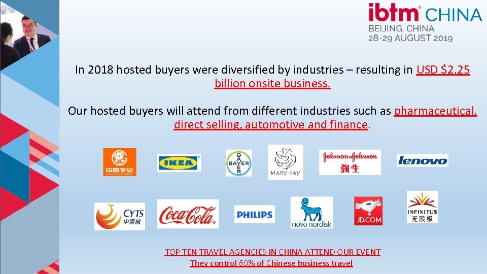 In 2018 hosted buyers were diversified by industries – resulting in USD $2. 25