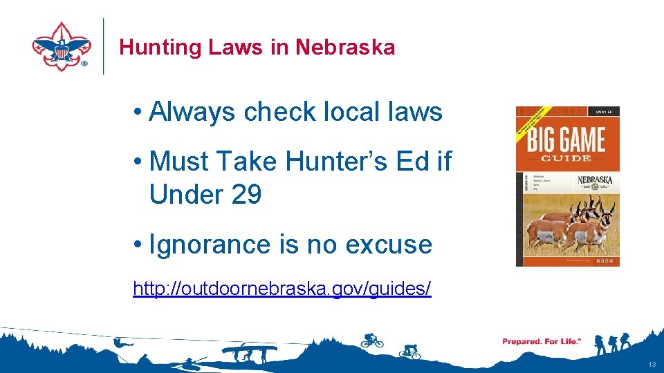 Hunting Laws in Nebraska • Always check local laws • Must Take Hunter’s Ed