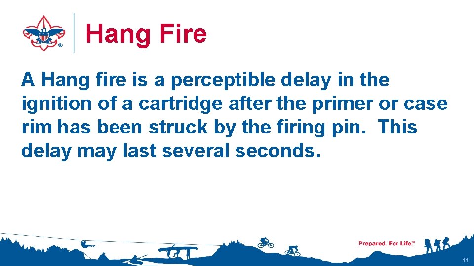 Hang Fire A Hang fire is a perceptible delay in the ignition of a