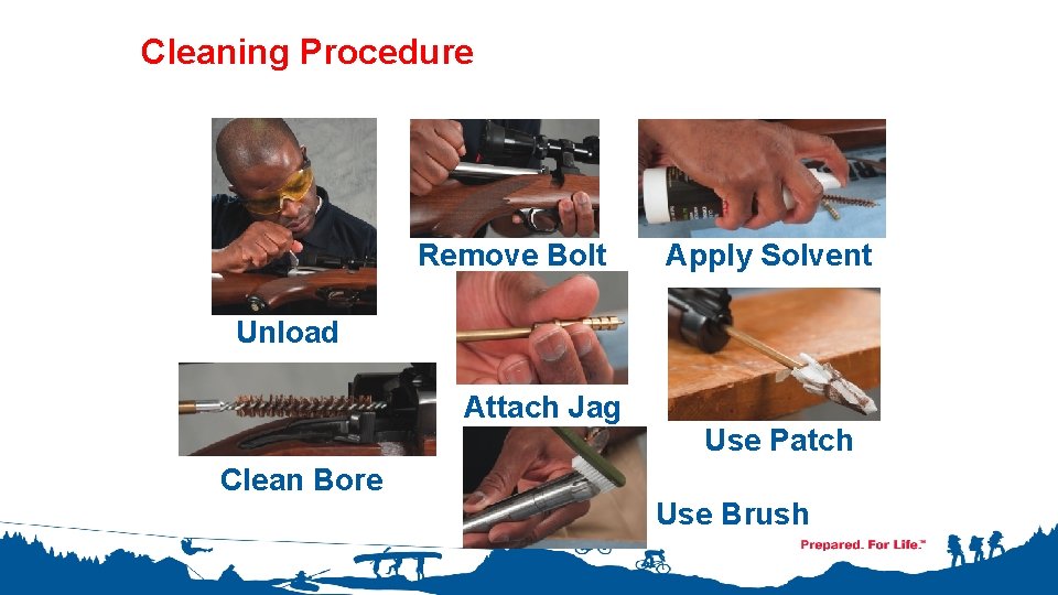 Gun Cleaning Procedure Remove Bolt Apply Solvent Unload Attach Jag Clean Bore Use Patch