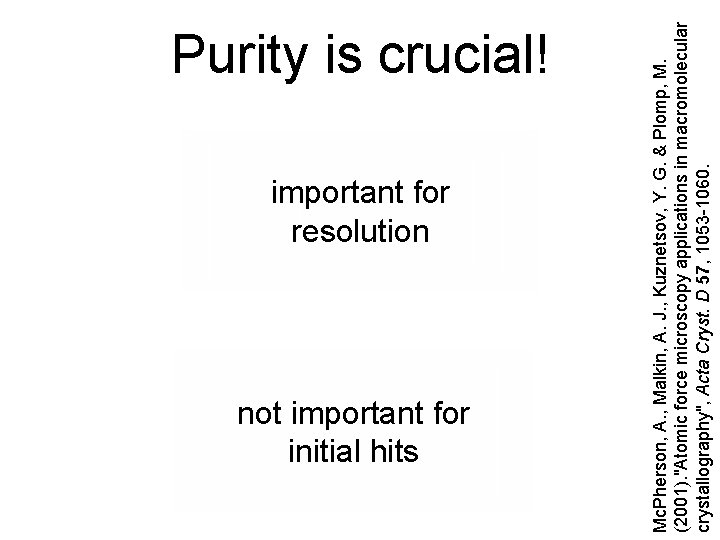 important for resolution not important for initial hits Mc. Pherson, A. , Malkin, A.