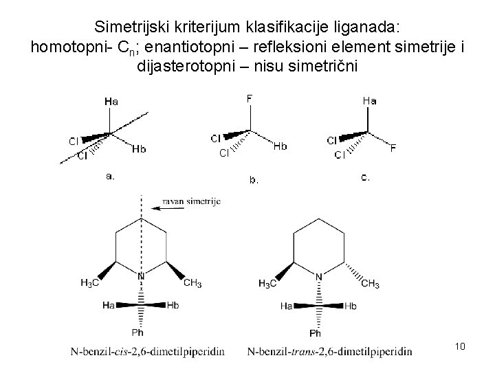 Simetrijski kriterijum klasifikacije liganada: homotopni- Cn; enantiotopni – refleksioni element simetrije i dijasterotopni –