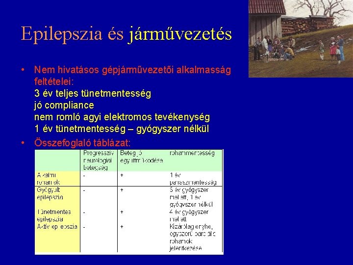 Epilepszia és járművezetés • Nem hivatásos gépjárművezetői alkalmasság feltételei: 3 év teljes tünetmentesség jó