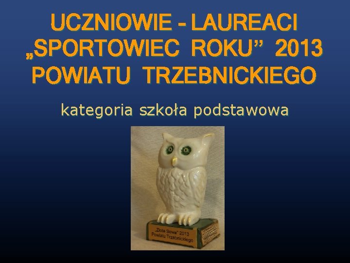 UCZNIOWIE - LAUREACI „SPORTOWIEC ROKU” 2013 POWIATU TRZEBNICKIEGO kategoria szkoła podstawowa 