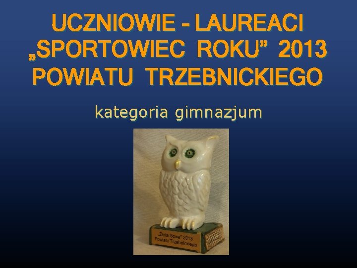 UCZNIOWIE - LAUREACI „SPORTOWIEC ROKU” 2013 POWIATU TRZEBNICKIEGO kategoria gimnazjum 