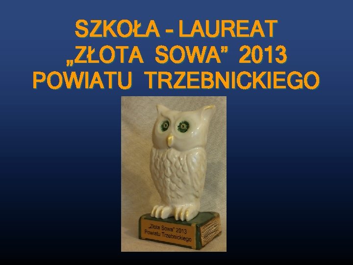 SZKOŁA - LAUREAT „ZŁOTA SOWA” 2013 POWIATU TRZEBNICKIEGO 