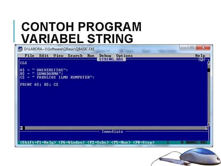 9 CONTOH PROGRAM VARIABEL STRING 