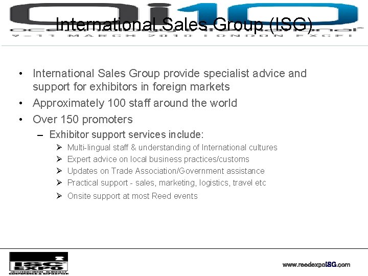 International Sales Group (ISG) • International Sales Group provide specialist advice and support for