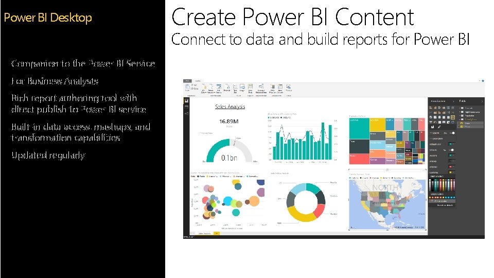 Power BI Desktop Create Power BI Content Connect to data and build reports for
