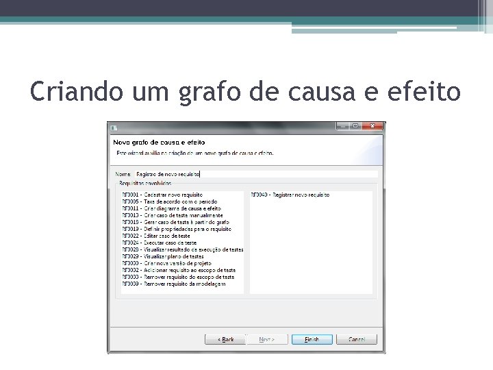 Criando um grafo de causa e efeito 