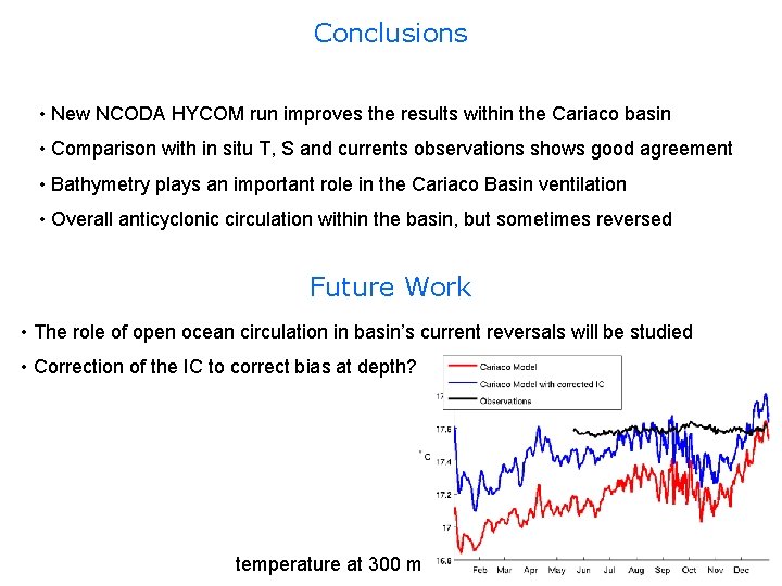 Conclusions • New NCODA HYCOM run improves the results within the Cariaco basin •