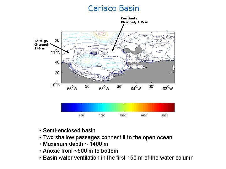 Cariaco Basin Centinela Channel, 135 m Tortuga Channel 146 m • Semi-enclosed basin •