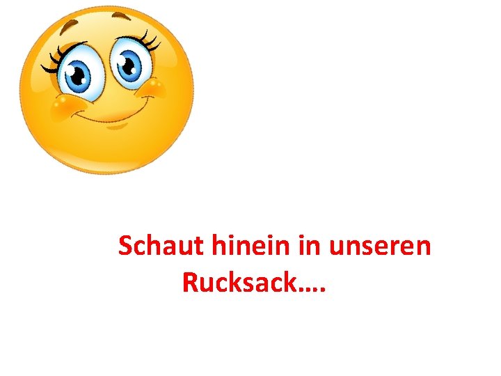  Schaut hinein in unseren Rucksack…. 