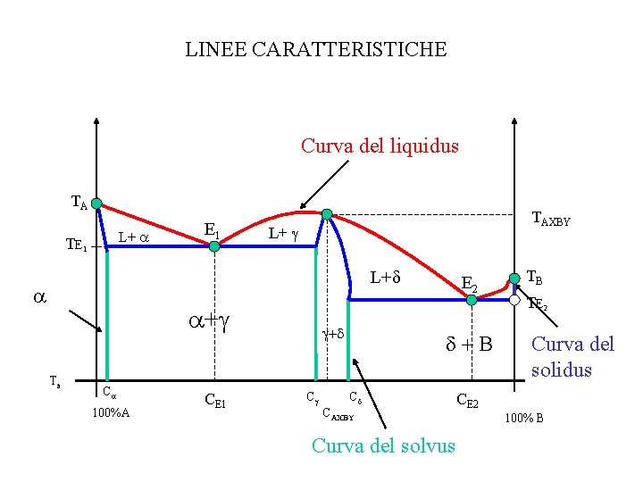 LINEE CARATTERISTICHE Curva del liquidus TA L+ TE 1 TAXBY L+ + Ta C