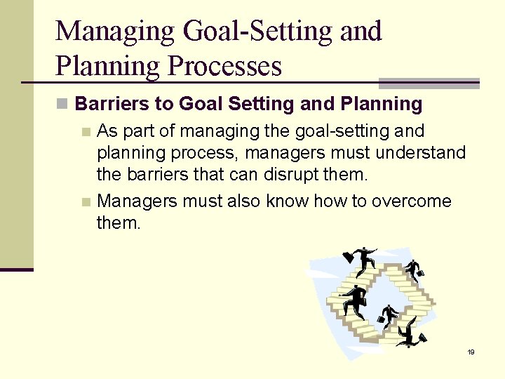 Managing Goal-Setting and Planning Processes n Barriers to Goal Setting and Planning n As