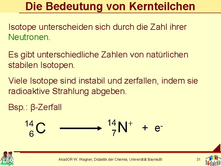 Die Bedeutung von Kernteilchen Isotope unterscheiden sich durch die Zahl ihrer Neutronen. Es gibt