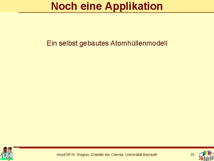 Noch eine Applikation Ein selbst gebautes Atomhüllenmodell Akad. OR W. Wagner, Didaktik der Chemie,