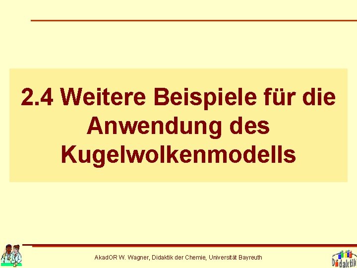 2. 4 Weitere Beispiele für die Anwendung des Kugelwolkenmodells Akad. OR W. Wagner, Didaktik