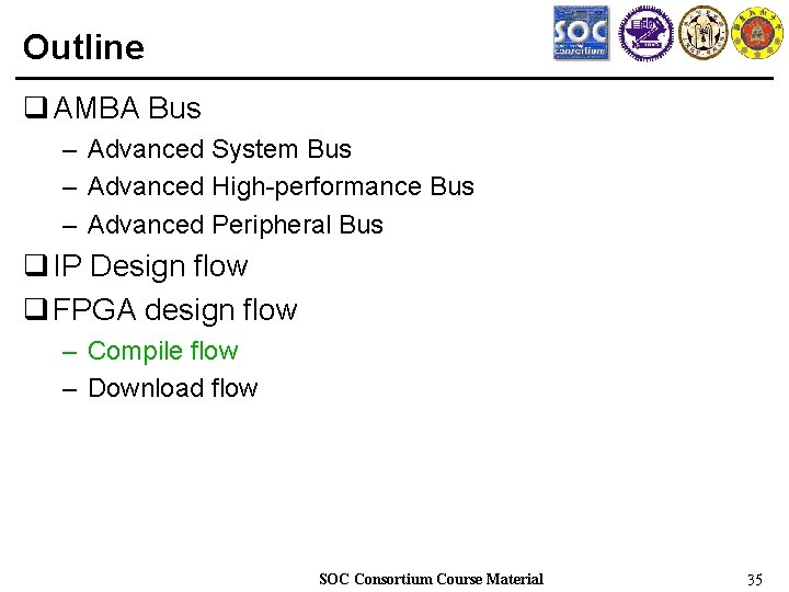 Outline q AMBA Bus – Advanced System Bus – Advanced High-performance Bus – Advanced