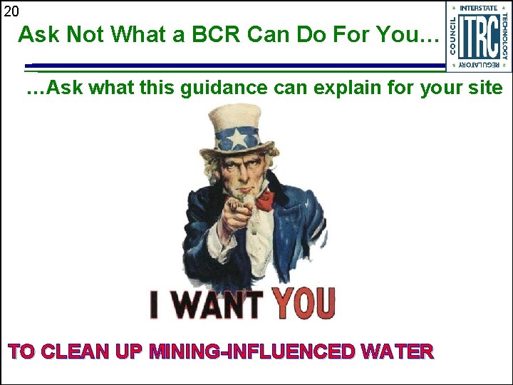 20 Ask Not What a BCR Can Do For You… …Ask what this guidance