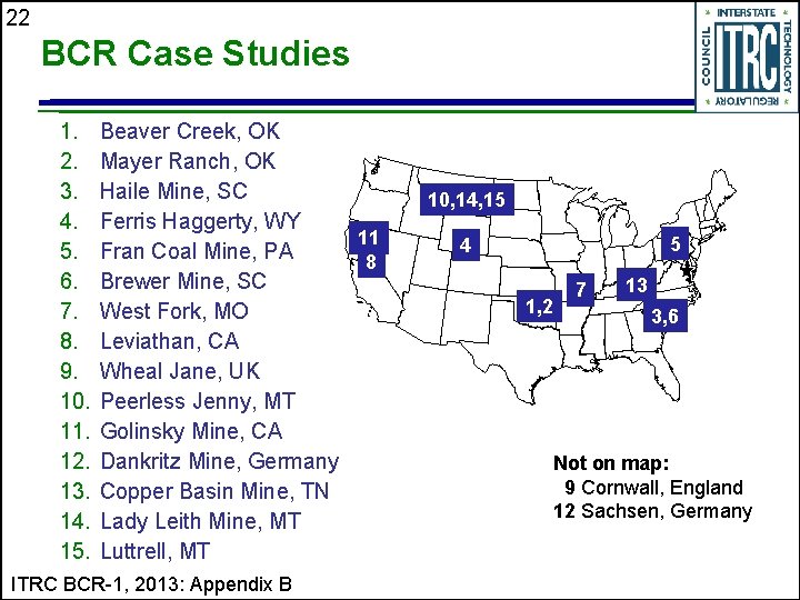 22 BCR Case Studies 1. 2. 3. 4. 5. 6. 7. 8. 9. 10.