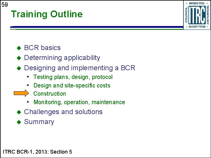 59 Training Outline u u u BCR basics Determining applicability Designing and implementing a