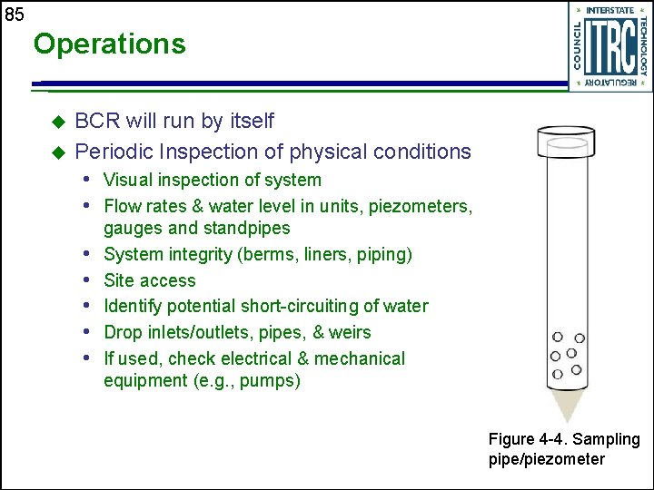 85 Operations u u BCR will run by itself Periodic Inspection of physical conditions